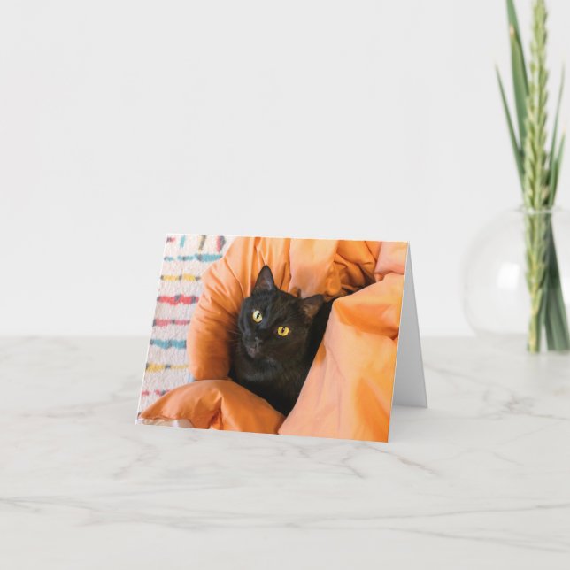 Cute Black Cat Card (Front)