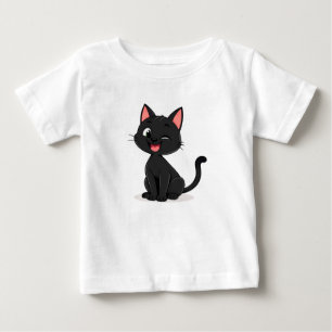 Cute Black Cat Cartoon Illustration Baby T-Shirt