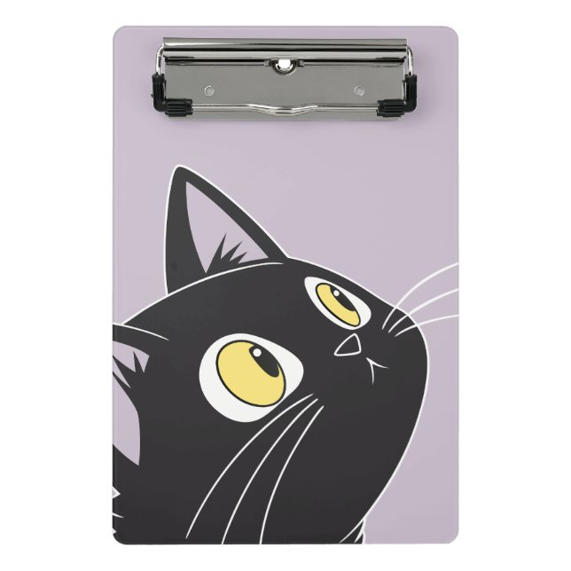 Cute Black Cat Cartoon – Kids Clipboard (Front)