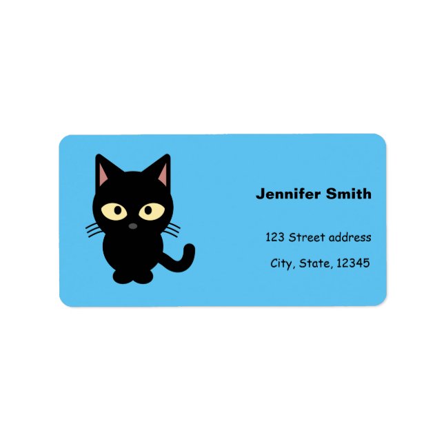 Cute black cat cartoon label (Front)