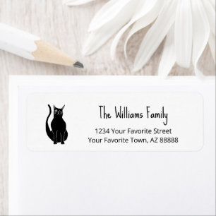 Cute Black Cat Cartoon Return Address