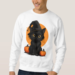 Cute Black Cat Cartoon T-Shirt Funny Gift for Ca Sweatshirt