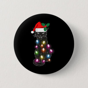 Cute Black Cat Christmas Light Fun Cat Lover Chris 6 Cm Round Badge
