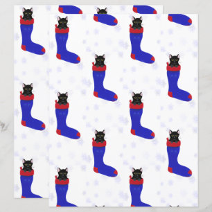 Cute Black Cat, Christmas Stocking Scrapbook Paper