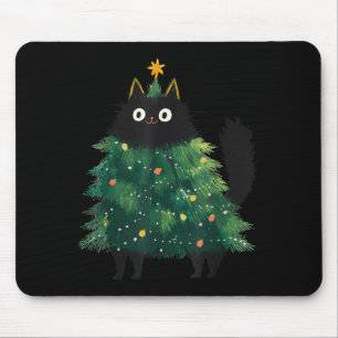 Cute Black Cat Christmas Tree Funny Kitten Lover X Mouse Mat