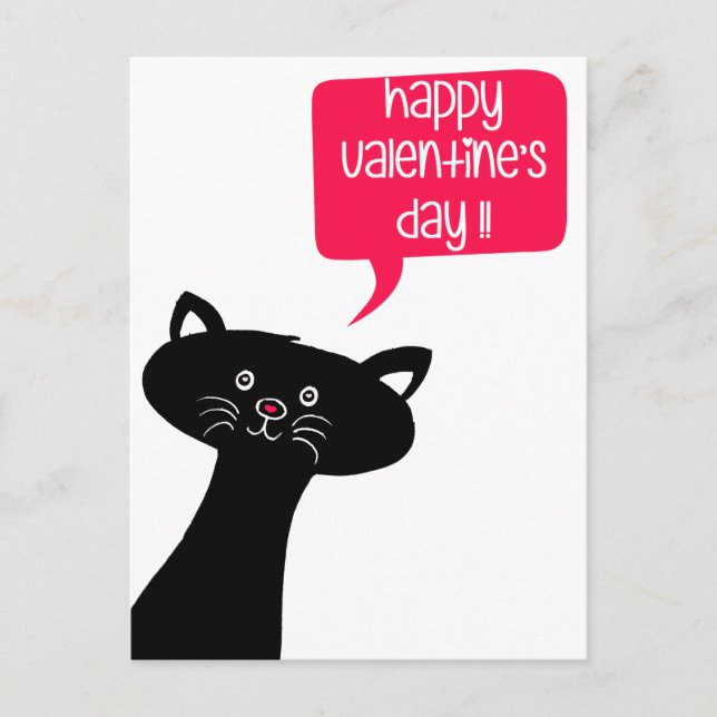 Cute Black Cat - Classroom Valentine's Day  Postcard (Front)