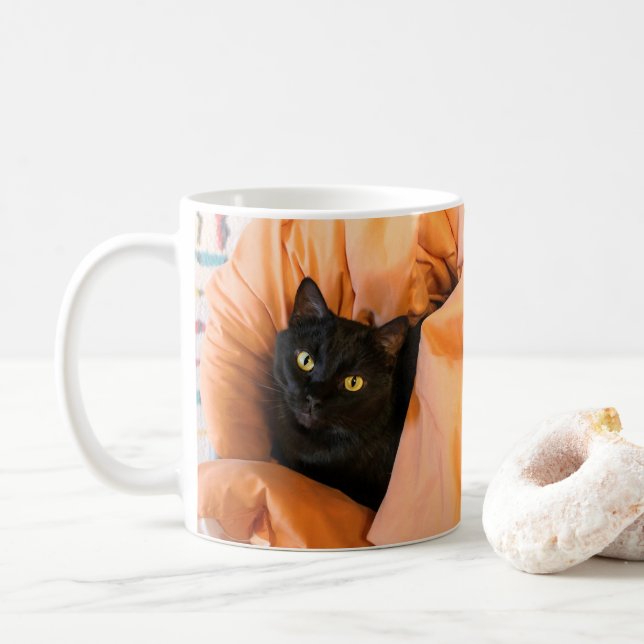 Cute Black Cat Coffee Mug (With Donut)