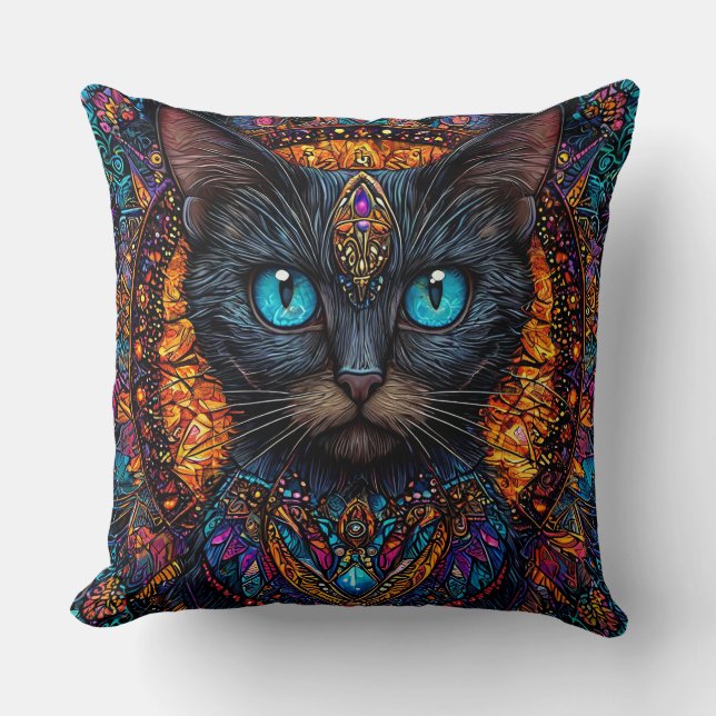 Cute black cat cushion (Front)