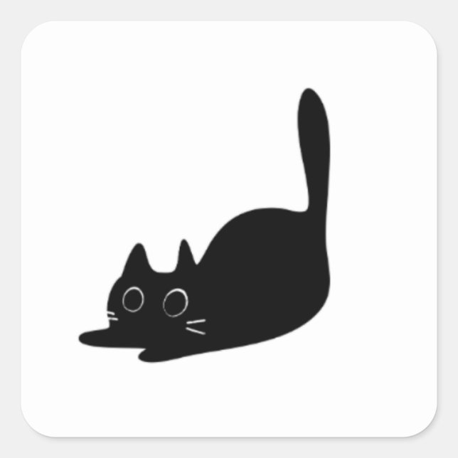 Cute Black Cat Custom Square Sticker (Front)
