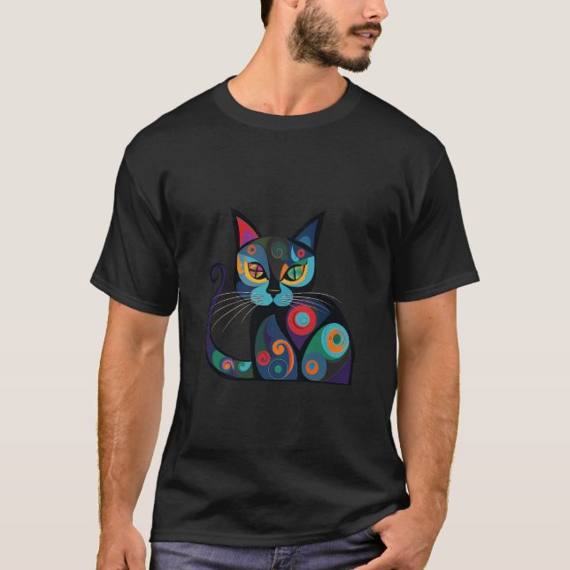 cute black cat design  T-Shirt (Front)