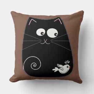 Cute black cat design with bird cushion