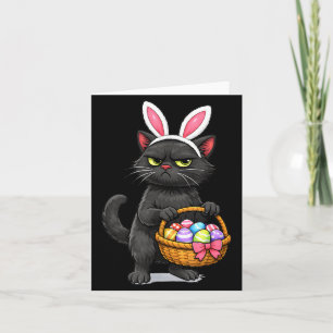 Cute Black Cat Dressed Easter Bunny Funny Rabbit Card