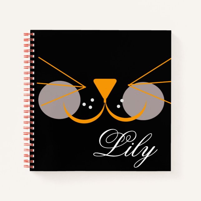 Cute Black Cat Face Funny Notebook (Front)