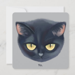 Cute Black Cat Face Invitation
