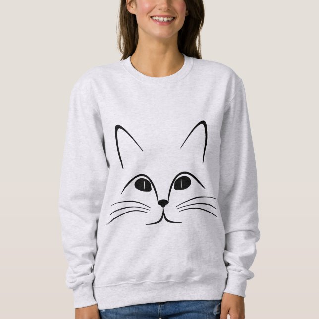 cute black cat face sweatshirt (Front)