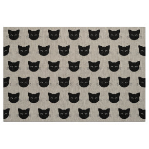 Cute black cat faces pattern fabric