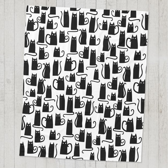 Cute Black Cat Fleece Blanket (Fun whimsical black cat fleece blanket)