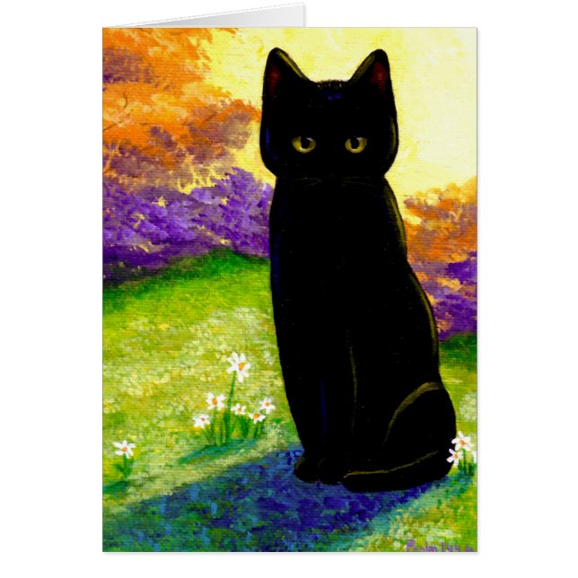 Cute Black Cat Flowers Funny Creationarts (Front)
