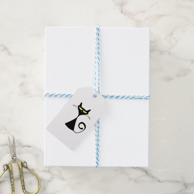 Cute Black Cat Fun Gift Tag (With Twine)
