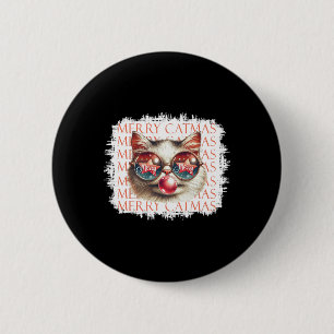 Cute Black Cat Funny Meowy Christmas Light Xmas Ho 6 Cm Round Badge