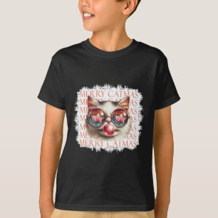 Cute Black Cat Funny Meowy Christmas Light Xmas Ho T-Shirt