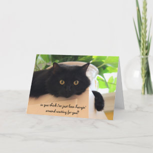 Cute Black Cat, Funny "miss you" card