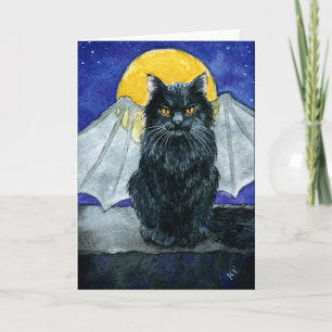 Cute Black Cat Gargoyle Halloween any occasion Card