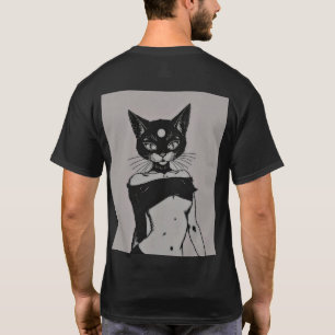 Cute Black Cat Goth Aesthetic Anime Art T-Shirt
