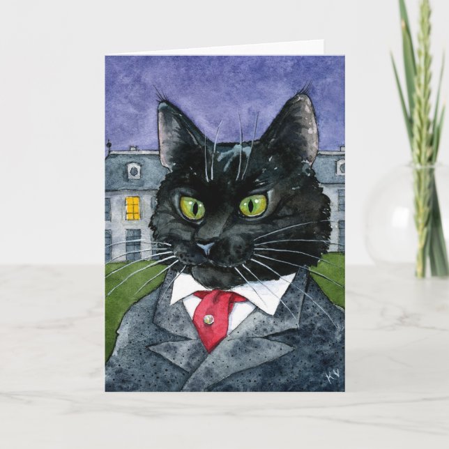 Cute Black Cat Halloween, any occasion card (Front)