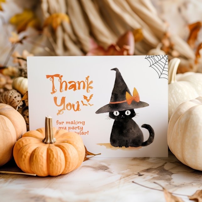 Cute black cat Halloween birthday thank you (Creator Uploaded)