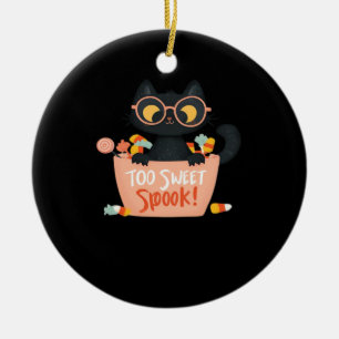 Cute Black Cat Halloween Candy Too Sweet Spook � P Ceramic Tree Decoration