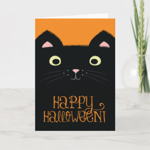 Cute Black Cat Halloween Card