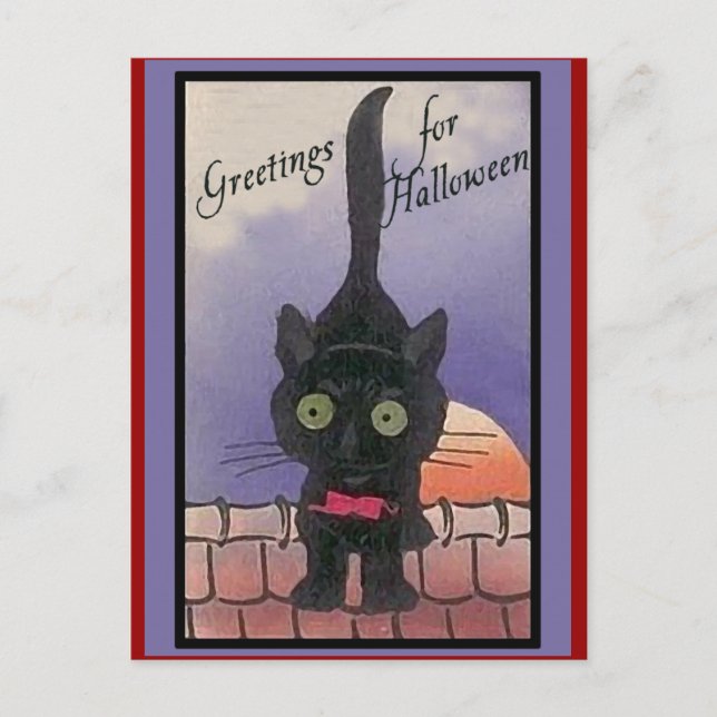 Cute Black Cat Halloween Cards (Front)