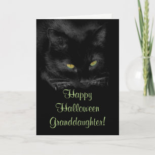 Cute Black Cat Halloween Granddaughter Card