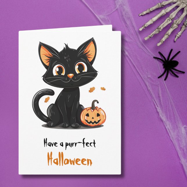 Cute black cat Halloween greeting Card (Creator Uploaded)