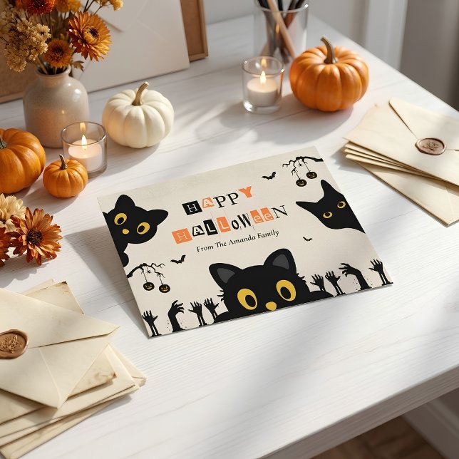 Cute Black Cat Halloween Holiday Postcard (Creator Uploaded)