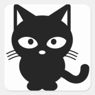 Cute Black Cat Halloween Kitty Square Sticker