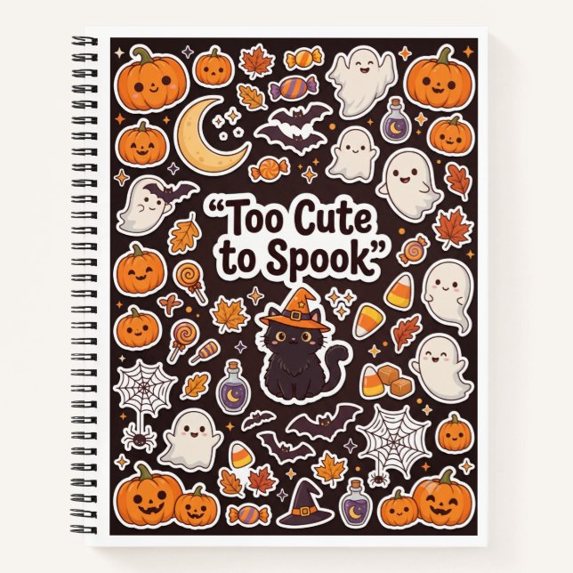 Cute Black Cat Halloween Notebook (Front)