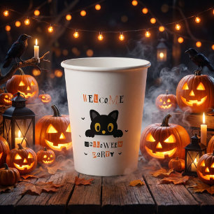 Cute Black Cat Halloween Paper Cups