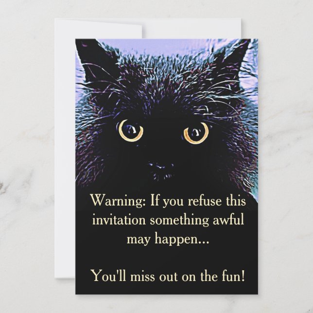 Cute Black Cat Halloween Party Invitation (Front)