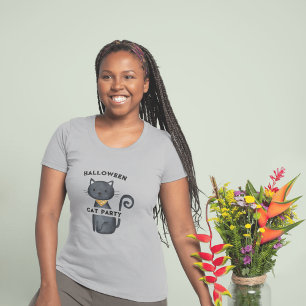 cute black cat halloween party woman T-Shirt