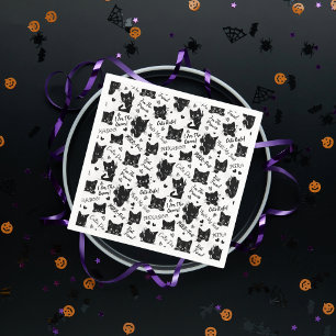 Cute Black Cat Halloween Pattern for Cat Lovers Napkin