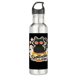 Cute Black Cat Halloween Pumpkin Oversized T-Shirt 710 Ml Water Bottle