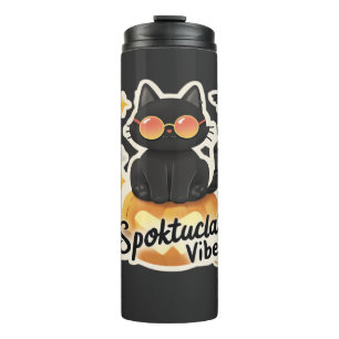 Cute Black Cat Halloween Pumpkin Oversized T-Shirt Thermal Tumbler