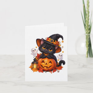 Cute Black Cat Halloween Pumpkin – Spooky K Card