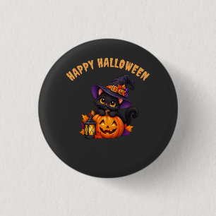 Cute Black Cat Halloween Pumpkin Witch Design 3 Cm Round Badge