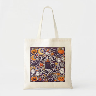 Cute Black Cat Halloween Sticker Tote Bag