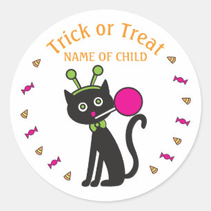 Cute Black Cat Halloween Stickers