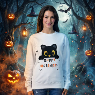 Cute Black Cat Halloween Sweatshirt