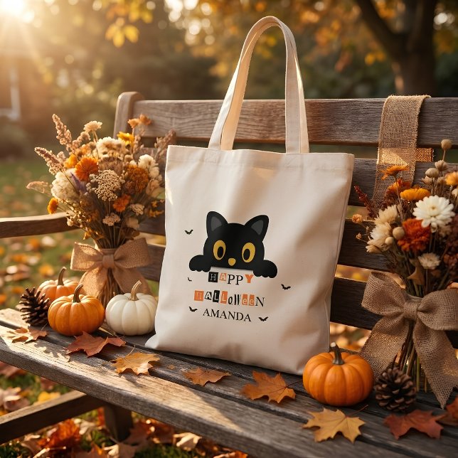 Cute Black Cat Halloween Tote Bag (Creator Uploaded)